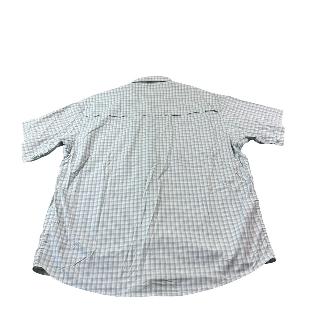 Poncho White Green Blue Check Performance S/S Men's Button Front Size XL - Picture 3 of 6